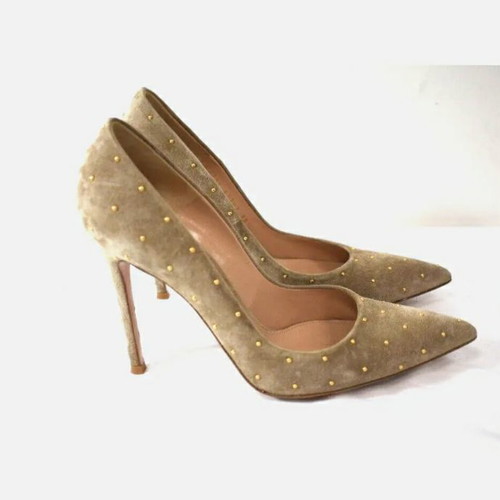 Gianvito Rossi suede pumps used, beige gold, size 38.5