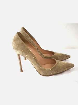 Gianvito Rossi suede pumps used, beige gold, size 38.5