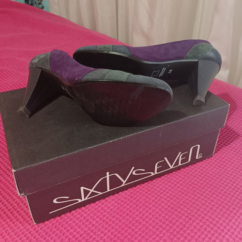Women's suede pumps size 36 like new, gray and purple