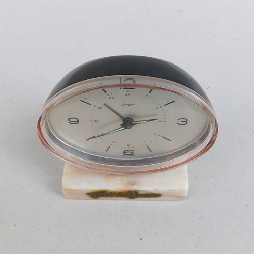Jerger wind-up alarm clock with vintage marble base