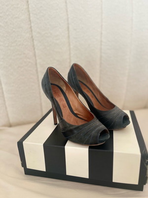 LAMB Peep Toe Pumps Blue 11cm Heel Like New