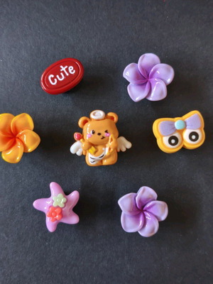 Crocs charms set like new with angel bear and colorful flowers