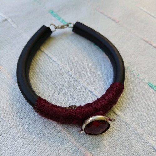 Handmade gothic bracelet used, black and red