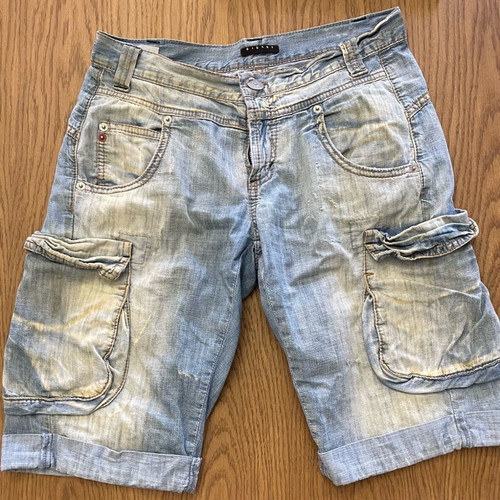 Sisley Cargo Bermuda shorts used, stonewashed denim, size S-M