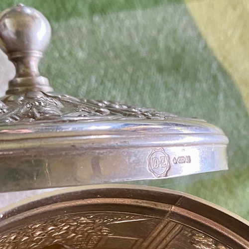 Spice jar with lid used, silver-plated, vintage from Holland