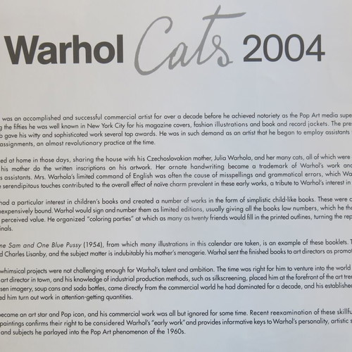 Andy Warhol Cats 2004 calendar used