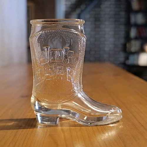 Jim Beam glass shot glass like new cowboy boot shape