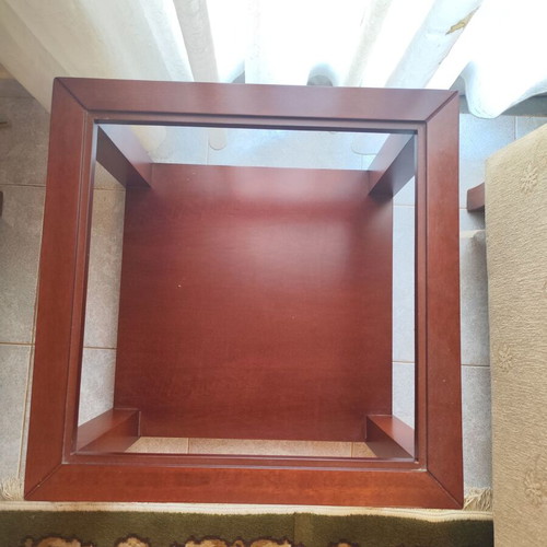 Coffee table used with missing glass top and minor scratches