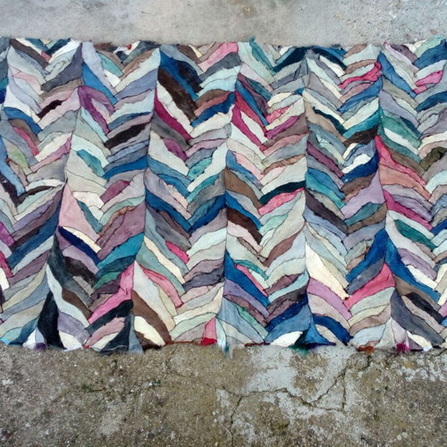 Fur rug new multicolored made of fox legs