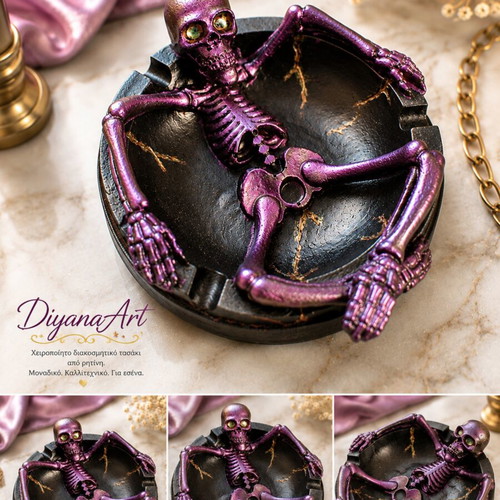 Decorative ashtray handmade from resin