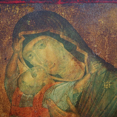 Panagia Kykkotissa Icon on Wood like new, 28 x 21.5 cm