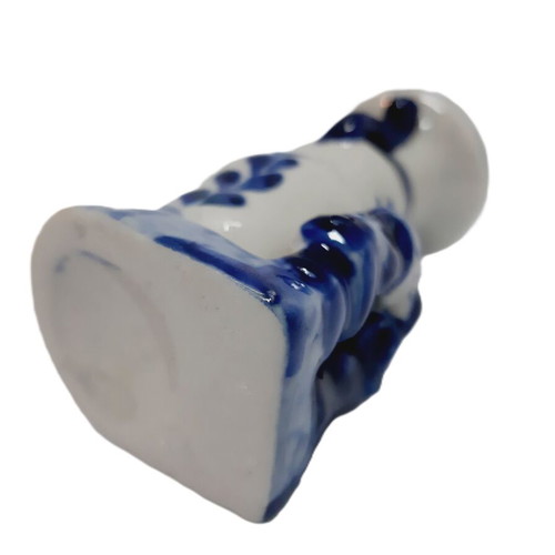 Holland Delft Blue vintage porcelain candlestick used, 1970s, 10 cm