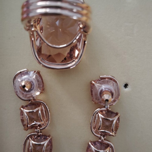 Swarovski jewelry set with ring size 55, like new, gold color