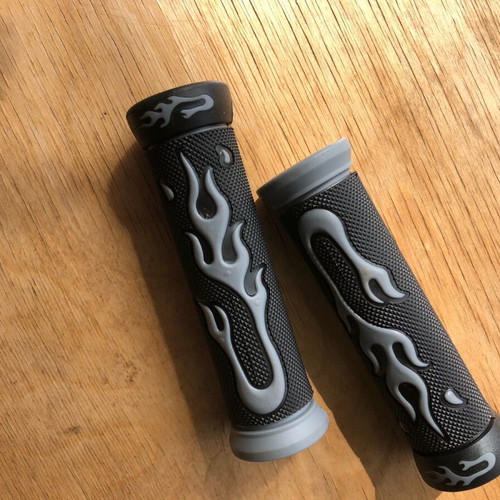 Gray-Black Grips with Flames New