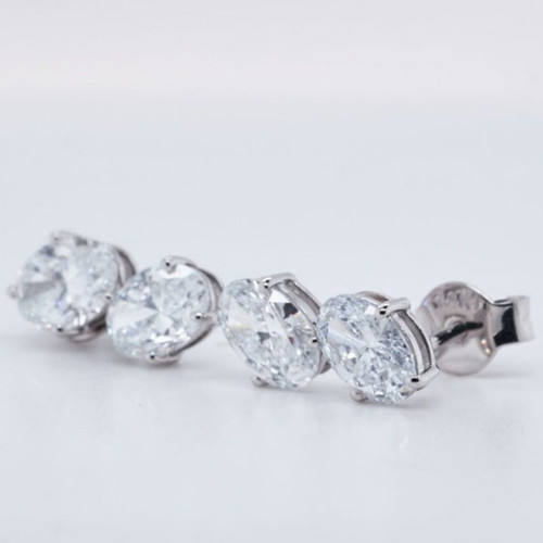 Diamond earrings certified, 14k white gold, 2.23 CT total