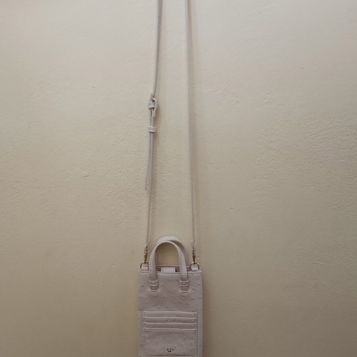 Mini crossbody bag ostrich print like new beige