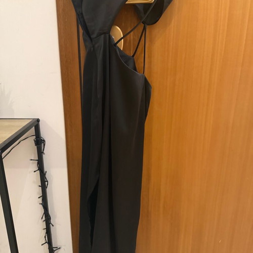 Satin dress Zara XS like new, black with cut out and slit