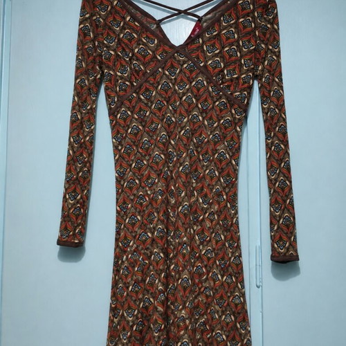 Uttam London vintage boho dress with long sleeves and criss-cross back, like new, size M