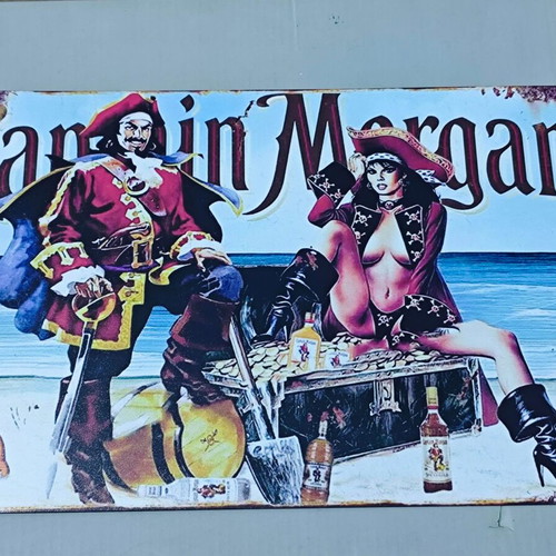 Captain Morgan metal vintage sign for bar and man cave like new