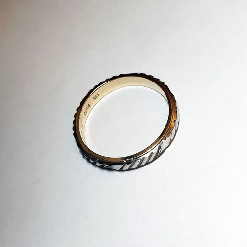 Wedding ring white and yellow gold 14K used, size 62