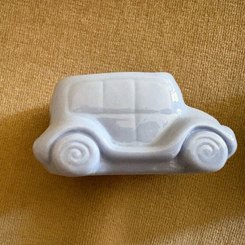 Porcelain bonbonnieres train and car in blue and purple, like new