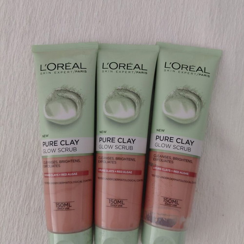 Loreal Pure Clay Glow Scrub face cream 150ml pack of 3 new