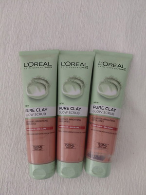 Loreal Pure Clay Glow Scrub face cream 150ml pack of 3 new