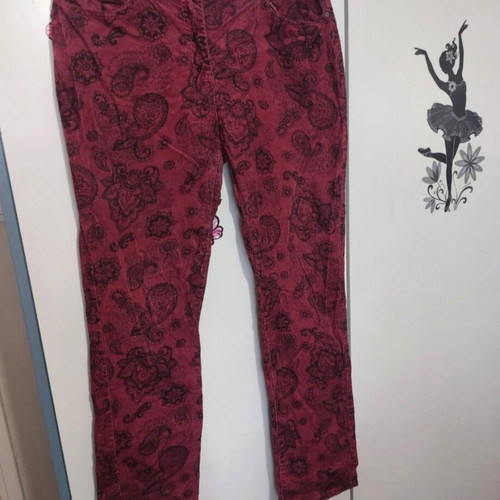 Gina Benotti corduroy pants with patterns, burgundy, size L
