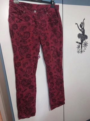 Gina Benotti corduroy pants with patterns, burgundy, size L