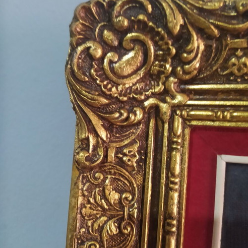 Embroidered framed artwork used with DMC threads and glass