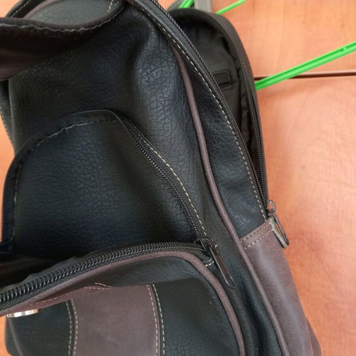 Charm & SHAPE backpack bag used, faux leather, black and brown