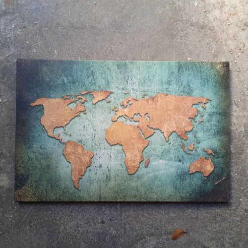 Canvas with world map like new 30 x 45