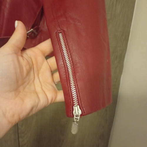 Leather jacket used, red, size medium