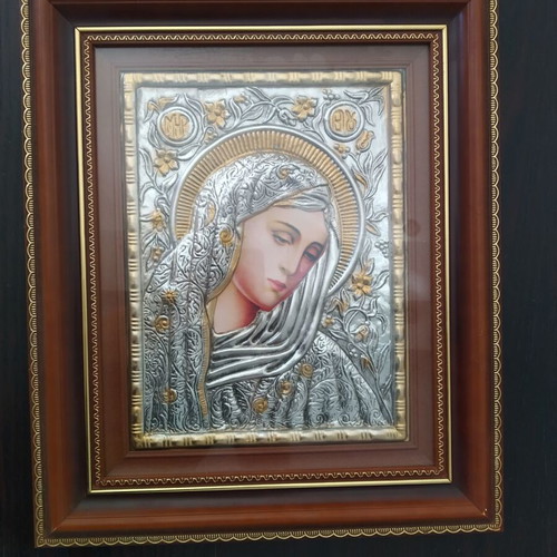 Panagia Thlimmeni icon new, made of noble metals with glass