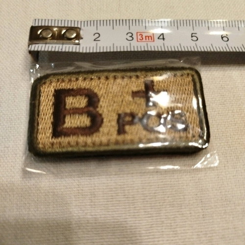 Blood type B+ patch new with velcro system