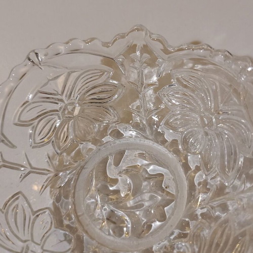 Small glass bowls with flowers and leaves used, set of 4