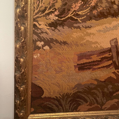 Antique tapestry used, Aubusson style, François Boucher artwork