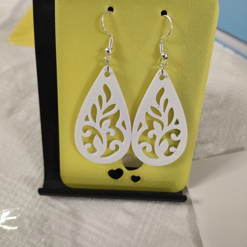 Drop earrings with leaves 3D printing made, made to order