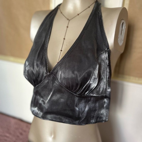 Silver Top like new, halter neck, Primark, size L