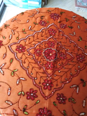 Set of embroidered hand-stitched table linens with two napkins