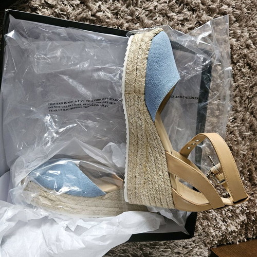 Nine West women's espadrilles new, size 37, blue with brown straps