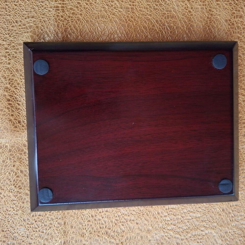 Porcelain cigar ashtray with wooden base