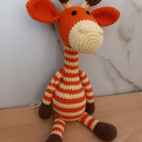 Organic knitted giraffe toy new, handmade