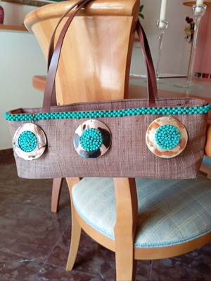Achilleas Accessories handbag like new, brown with coral details