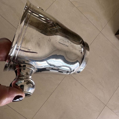 Silver-plated ice bucket used, heavy construction