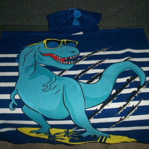 Children's poncho towel with hood and side buttons