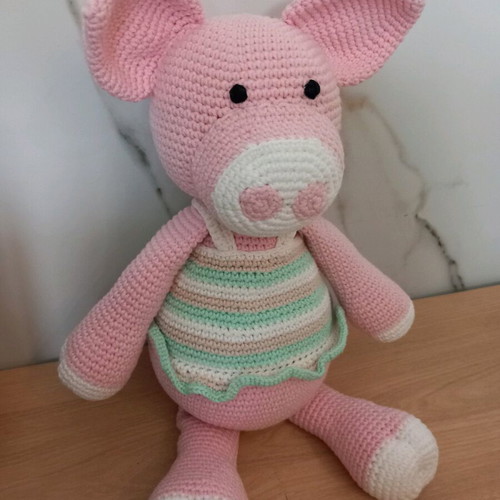 Amigurumi pig large new, handmade knitted doll