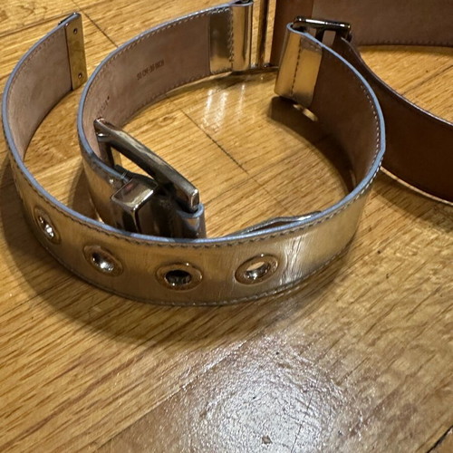 D&G belt refurbished, beige leather with silver details