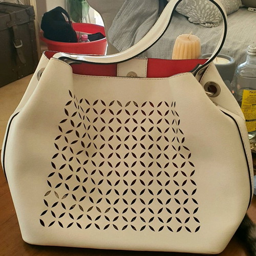 Italian Leather Shoulder Bag with Red Inner Pouch like new