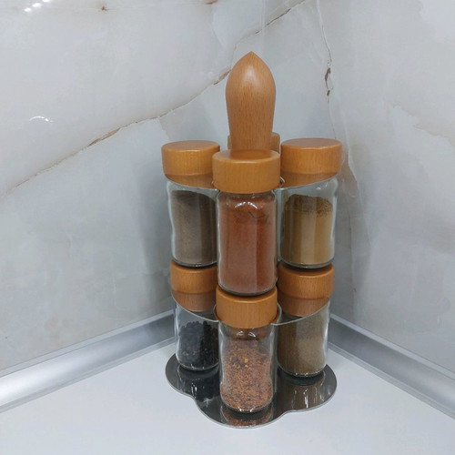 Giannini spice rack used, wood and stainless steel